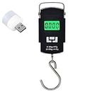 FIZLOZ Heavy Duty Portable Hook Weighing Machine Digital Type Manual Weight M/c 10 Kg-50kg Temp Scale for Home, Kitchen, Traveling (Black)
