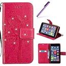 EMAXELERS Nokia Lumia 640 Case Bling Crystal Wishing Tree Embossed Pattern Pu Leather Wallet Magnetic Flip Cover with Strap Stand and Card Holder for Microsoft Lumia 640,Rose Diamond Wishing