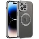 wahhle Strong Magnetic Clear Case Luxury Plating Cute Bling Phone Cover Compatible with Magsafe for Men Women Girls with Camera Protector(iPhone 12 Pro Max,Black)