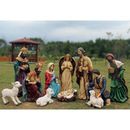The Holiday Aisle® 12 Piece Outdoor Nativity Lawn Art/Figurine Set Wood/Resin/Plastic in Brown/Indigo/White | 35 H x 72 W x 24 D in | Wayfair