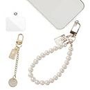 SHOPVILLA Universal Phone Pearl Lanyard Keychain Mobile Phone Chain Beads with Charms, Phone Pendant Wrist Strap Compatible with Most Cell Phones Mobile Phone Case Pendrive Purse Key ID Card