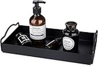 Shiok Decor 1-Layer Metal Vanity Tray | Counter-top Bathroom Hand Towel Storage Organizer Tray Dispenser | Sturdy Holder for Perfume, Cosmetics, Jewellery, Makeup Organizer (Black)