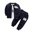 BINIDUCKLING Newborn Baby Boys Coat + Pants + Shirts Clothes Sets Toddlers Casual 3 Pieces Outfits, Navy, 2-3 Years