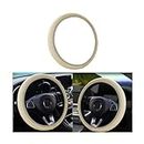CGEAMDY Leather Car Steering Wheel Cover, Elastic, Breathable and Anti-Slip, Universal 38 cm, Cool in Summer Warm in Winter, Steering Wheel Protector Cover for Men Women, Car Accessories(Beige)