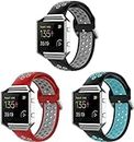 Compatible avec les bracelets de montre Fitbit Blaze/Fitbit Versa, bracelet de rechange en silicone souple (lot de 3), Acier inoxydable Silicone Métal