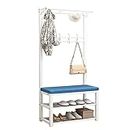 LiuGUyA Exquisite Clothes Rail Rack Large Coat Rack Stand, Clothes Hat Rack with Hooks and Shoe Bench Free Standing for Bedroom Living Room Hallway