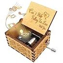 EITHEO Wooden Uniq Carved Hand Crank Can't Help Falling Love with You Theme Music Box