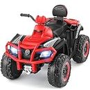 ELEMARA 2 Seater Kids ATV, 4 Wheeler Quad Electric Vehicle with 10AH Battery, 4mph, 2 Charging Ports, Bluetooth, LED Headlights, Music, Radio, 12V Battery Powered Kids Ride on Car for Age 3-8, Red