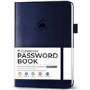 Clever Fox Password Book with alphabetical tabs. Internet Address Organizer Logbook. Medium Password Keeper for Website Logins (Dark Blue)