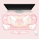 GeekShare Large Mouse Pad Wrist Rest Non-Slip Rubber Mouse Mat Star Wing Pink
