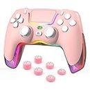 RALAN Pink Wireless Controller Compatible with PS4/Pro/Slim/for PS4 Dualshock 4 Gamepad with Adjustable LED Lighting, 3.5mm Audio Jack and Touch Pad