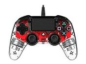Nacon - Compact Mando con licencia Oficial Sony para PS4 y PC, Gaming Controller con Cable - Rojo Transparente