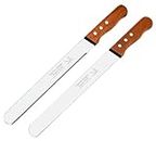 zunsy 14 Inch Stainless Steel with Wooden Handle Serrated and Plain Bread Knife, Pastry, Cake Knife(Pack of 2)