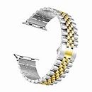 UniqTry Luxury 5-Beads Shape Metal Strap | Compatible Apple Watch Straps Bands 38mm 40mm 41mm | Replacement Belt For Apple Watch Series Ultra Series 8/7/SE/6/5/4/3/2/1 (Silver-Gold)