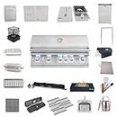Lion Premium Grills | BBQ Gas Grill Bundle | 40 Inch Grill Package 11 (Propane Gas), Door & Two Drawers Combo, Refrigerator 4.5 cubic, 5 Sets of Ceramic Flame Tubes with Tray, Vent, Mat and More