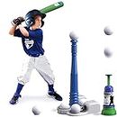 QDRAGON 2 in 1 Kids Baseball Set with Adjustable Batting Tee/Automatic Pitching Machine, T Ball Set for 2 3 5 8 Year Old