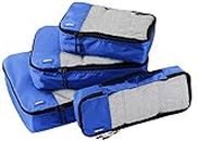 Amazon Basics - 4 Piece Zipper Packing Cubes Set - Small, Medium, Large, and Slim, Blue