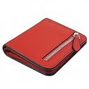 GADIEMKENSD Small Wallet Women Purses RFID Blocking Leather Bi-fold Card Holder with Zip Coin Pocket Stitch Purse for Lanyard Oyster Cards Bus Cards Protector Pouch with Card Cash Slots Red