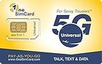 OneSimCard Universal E 3-in-one Travel SIM Card for use in Over 200 Countries with US $5 credit - Voice, Text and Mobile Data as low as $0.01 per MB. Compatible with All Unlocked GSM Phones. 4G in 50+ Countries.