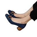 jonam Tacones Altos Square Toe Work Shoes Decoration Women High Heels Spring and Autumn High Blue (Size : 39 EU)