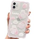 HZLFCZL Compatible with iPhone 11 Case Cute Cartoon Planet Rabbit Pattern Design Women Girls Aesthetic Kawaii Slim Soft TPU Transparent Cover for iPhone 11-Light Pink