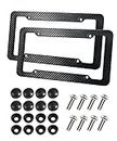Zlirfy 2 Pack Carbon Fiber License Plate Frame,Car Plate Frame Front and Rear Slim Thin License Plate Cover,Car Tag Cover with Fasteners and Screws,Universal License Plate Holder Car Tag Holder