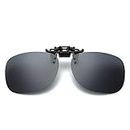 SagaSave Polarized Clip-On Sunglasses, UV400 Sunglasses Polarized Lenses Clip, Anti-Glare Flip-Up Function Style, Fit over Prescription Glasses, Men Women, Driving, Fishing, Outdoor, Black Grey, 1