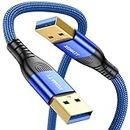 XGMATT USB 3.0 Cable 1M,5Gbps High Speed Transfer USB Type A Male to Male Lead,USB 3.0 A to A Data Cable Braided Compatible with Blu-ray, Printer, Camera, External Hard Drive, Consoles,Blue