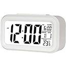 SHREE HANS FASHION Home & Kitchen Studio Digital Smart Alarm Clock with Automatic Sensor,Date and Temperature (White)