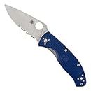 Spyderco Tenacious Lightweight Folding Utility Pocket Knife with 3.39" CPM S35VN Steel Blade and Blue FRN Handle - Everyday Carry - CombinationEdge - C122PSBL