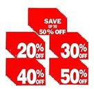 Save up to 50% Off Discount Sale Sign Bundle Pack, 7" x 11": 20%, 30%, 40% & 50%, 10 Each, 50 Pack