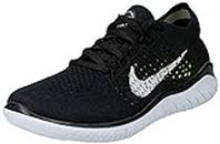 Nike Women's Free RN Flyknit 2018 Running Shoes, Black/White, 6.5 US