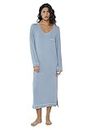 Joyaria Light/Lightweight Viscose Nightshirt for Women Long Sleeve Mid Calf Ultra Soft Light Nightgown for Women (Dusty Blue, Medium)