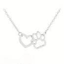 Silvery Love Dog Paw Pendant Necklace Jewelry Accessories Pet Lovers Gift New