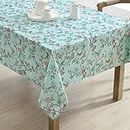 Laura Ashley Decorative Tablecloth, Easy Care Stain and Wrinkle Resistant Washable Polyester Fabric for Dining, Kitchen, Holiday, Party, Wedding and More, 60" x 102", Eglantine