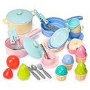 TECHNOK Kids Play Kitchen Accessories - 49 Pcs Play Dishes Cookware Set - Large Toy Pots and Pans for Kids Kitchen Pretend Dishes - Play Food Set - Cooking Utensils - Toy Cooking Set for Girls Boys 3+