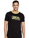 Fila Men's Straight Fit T-Shirt (12012089_Black_L)