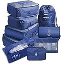 WIDES Packing Cubes, 9 Set Packing Cubes with Shoe Bag & Electronics Bag, Luggage Organizers Suitcase Travel Accessories (Navy Blue)