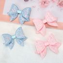 5PCS Pink/Blue Glitter Bows Hair Clothing Accessories Girls DIY Making Craft