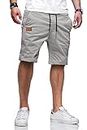 JMIERR Mens Shorts Casual Cotton Drawstring Workout Shorts Summer Relaxed fit Stretch Golf Shorts Men's Twill Chino Beach Shorts for Men Short Homme with Elastic Waist and Pockets CA 36(L) A Grey