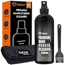 Tukzer 3 in 1 Professional Screen Cleaning Kit (250ml) for Laptop, Smartphone, Tablet, Camera, Lens, Binocular, TV, Monitor (Includes: Anti-Static Liquid Spray + Plush Microfiber Cloth + Soft Brush)