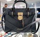 Michael Kors Hamilton SM Satchel Handbag Crossbody Bag MK Snake Black CLEARANCE