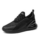 Men's Women's Trainers Air Running Sports Casual Fashion Shoes, Black, 6.5
