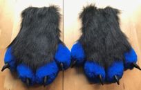 Patas hinchadas en negro y azul real para caza parcial peludo cosplay hecho a mano