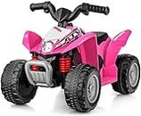 OLAKIDS Kids Ride On ATV, 6V Electric Vehicle for Toddlers, 4 Wheeler Battery Powered Motorized Quad Toy Car for Boys Girls with LED Lights, Music, Horn (Coral)