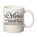 SKY DOT Mimis Kitchen Good Food Served Daily with a heaping Spoon of Love Funny Kitchen Chef Food Lover Gift, Gift Ideas Printed Ceramic Tea/Coffee Mug