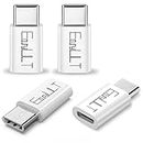 EasyULT USB C Adaptateur, 4 Pièces Adaptateur Micro USB vers USB C,Type C Male vers Micro USB Femelle, pour Samsung Galaxy, Huawei, OnePlus et d'autres avec USB C(Blanc)