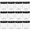 TUZAZO 2 Oz Small Plastic Container Jars with Lids and Labels BPA Free, Empty Round Clear Cosmetic Containers Plastic Slime Jars for Lotion, Cream, Ointments, Samples, Makeup, Travel Storage (12 Pack)