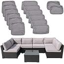 VIXLON Outdoor Patio Cushions Replacement Covers for Wicker Rattan Patio Furniture Conversation Set Outdoor Cushion Covers with Zipper Fit (Grey (Only Cover), 14 Piece Sets)