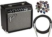 Fender Frontman 20G Guitar Combo Amplifier - Black Bundle with Instrument Cable and Picks